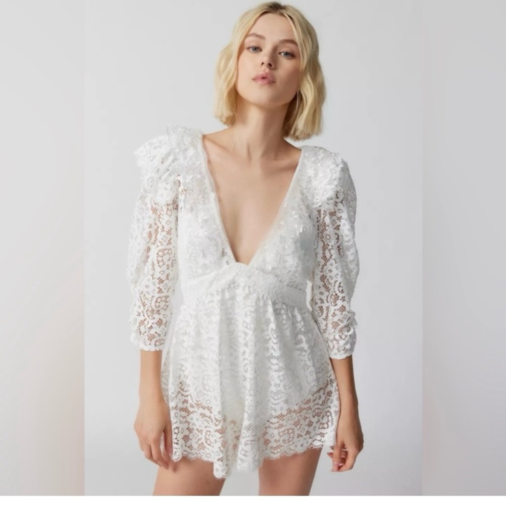 White Lace Romper For Love & Lemons Small